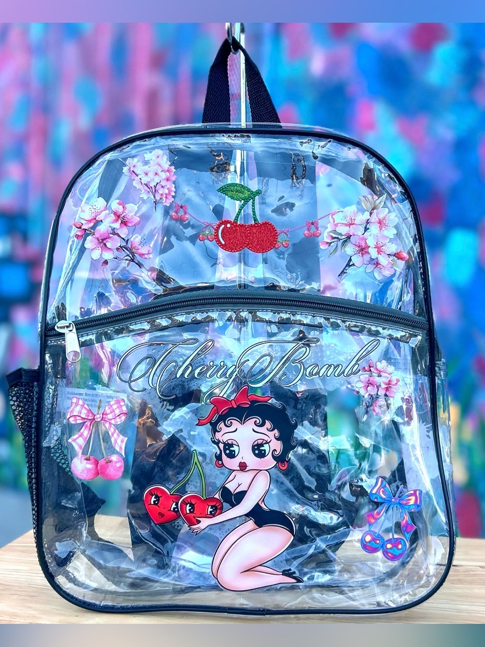 ‘CHERRY BOMB V2’ Clear Backpack 15”